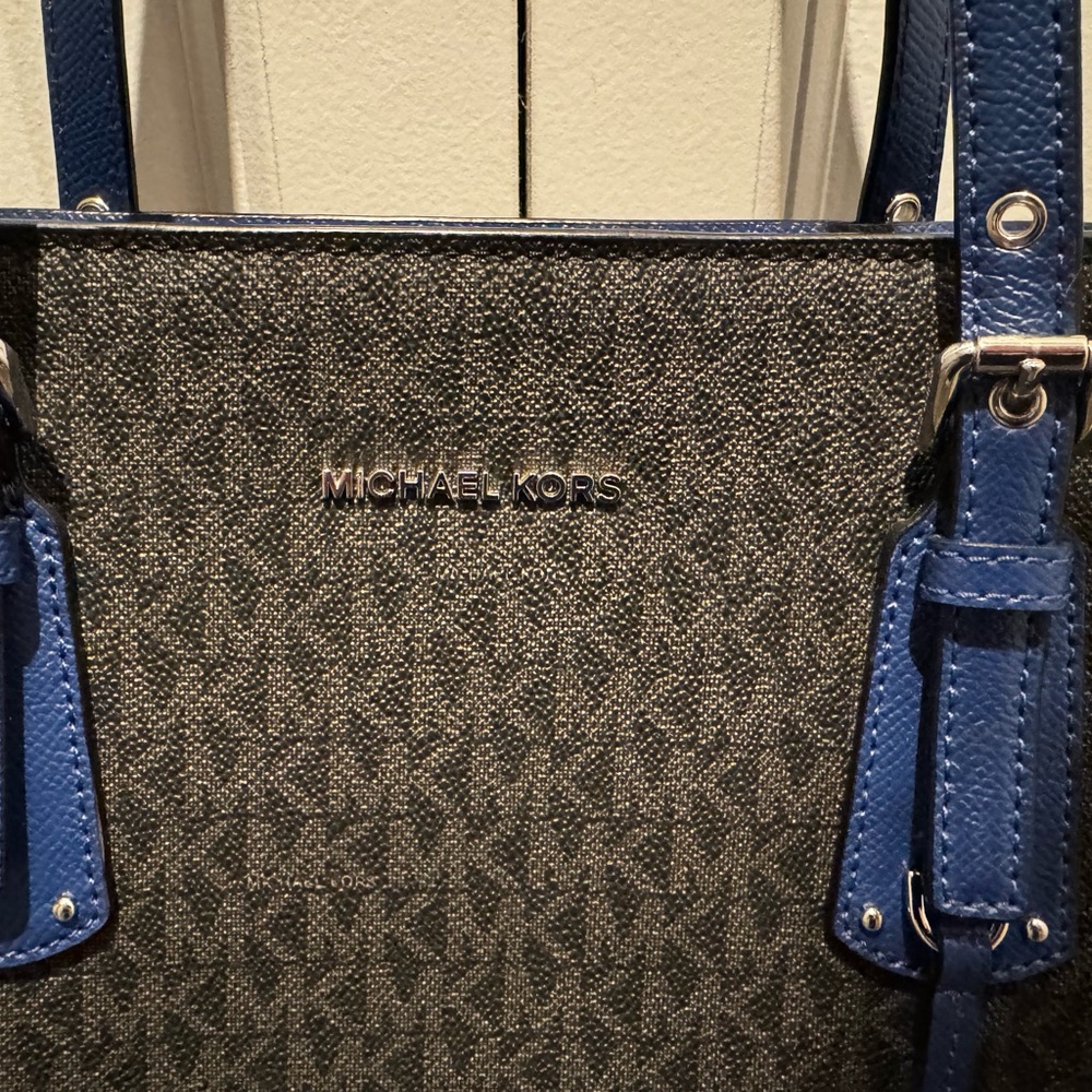 Michael Kors Blue and Gray Monogram Handbag